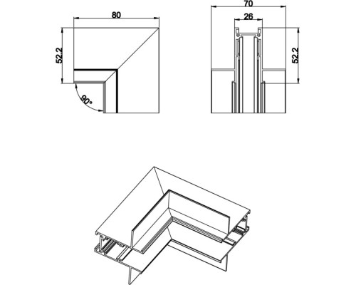 Соединитель угловой SPACE-Track system Inner corner InW Donolux