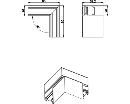 Соединитель L-образный SPACE-Track system L corner CB Donolux