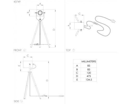 Интерьерная настольная лампа Ayles 43749 Eglo
