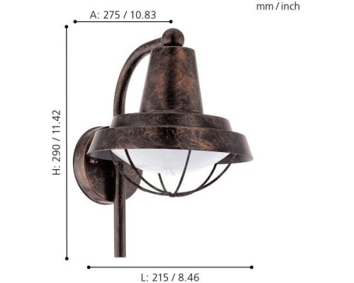 Настенный фонарь уличный Colindres 94838 Eglo