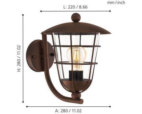 Настенный фонарь уличный Pulfero 1 94854 Eglo