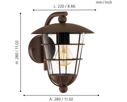 Настенный фонарь уличный Pulfero 1 94855 Eglo