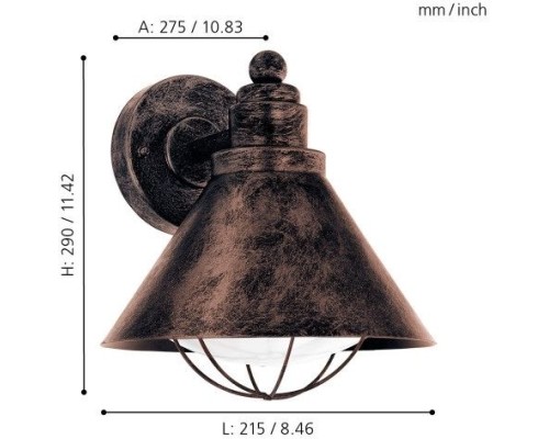 Настенный фонарь уличный Barrosela 94858 Eglo