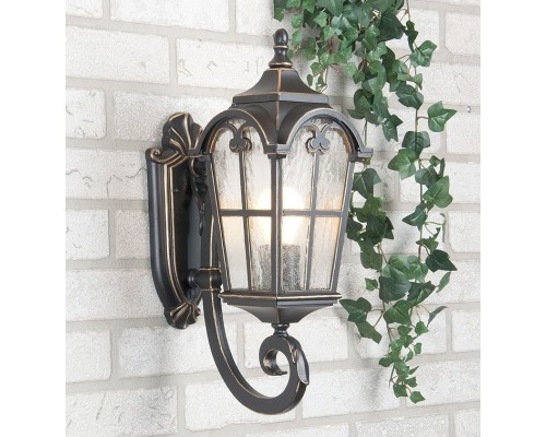 Настенный фонарь уличный Mira Mira U черное золото Elektrostandard