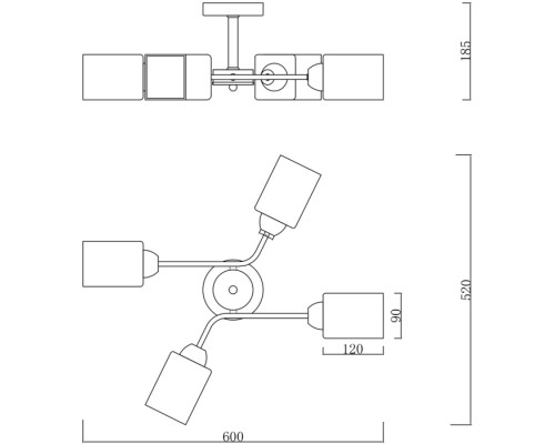 Потолочная люстра Vertigo 1131/4P Black/Gold Escada