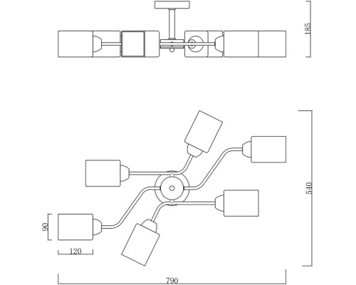 Потолочная люстра Vertigo 1131/6P Black/Gold Escada