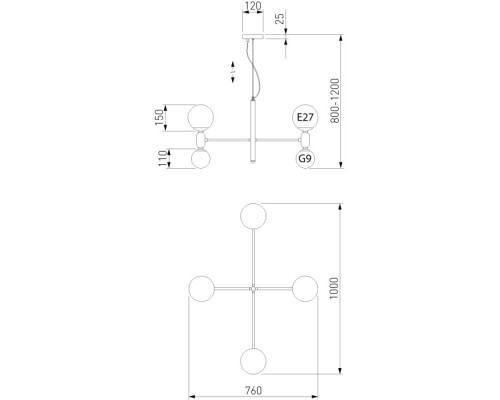 Подвесной светильник Bubble 30182/8 черный Eurosvet