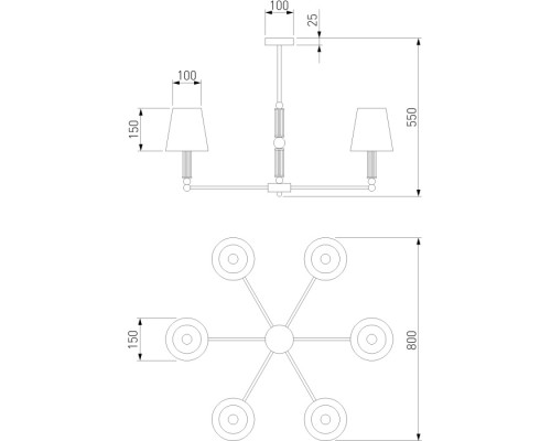 Потолочная люстра Conso 60145/6 латунь Eurosvet
