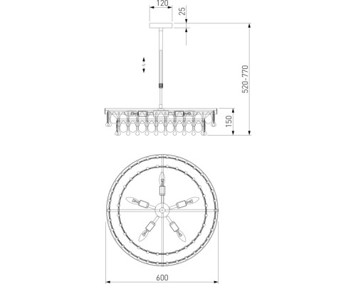 Подвесная люстра Sophie 60165/6 латунь Eurosvet