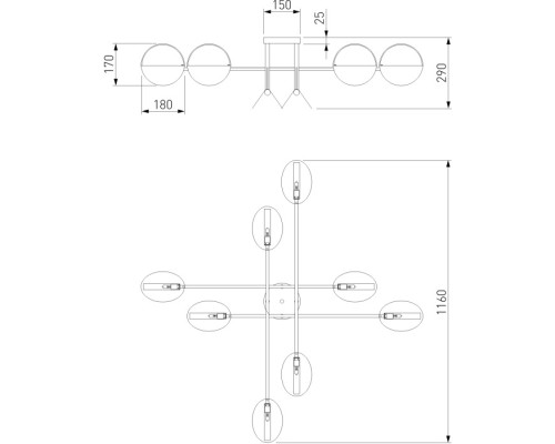 Потолочная люстра Grazia 70148/8 черный/золото Eurosvet