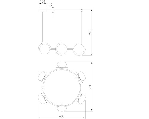 Подвесной светильник Moity 70150/6 черный/латунь Eurosvet