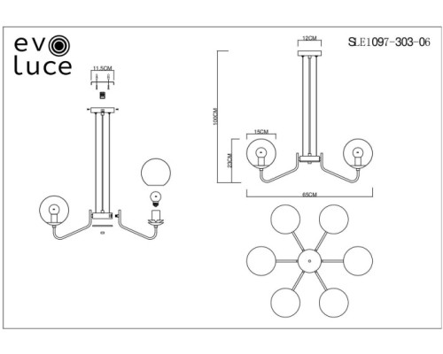 Подвесная люстра Scorze SLE1097-303-06 Evoluce