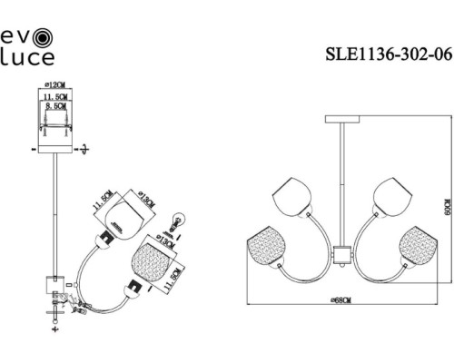 Потолочная люстра Tratti SLE1136-302-06 Evoluce