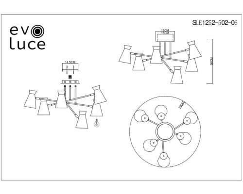 Потолочная люстра Alfeo SLE1252-502-06 Evoluce