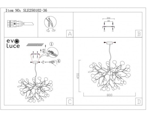 Потолочная люстра Avola SLE250102-36 Evoluce