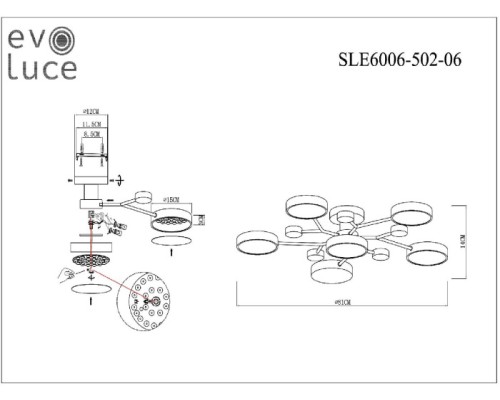 Потолочная люстра Faema SLE6006-502-06 Evoluce