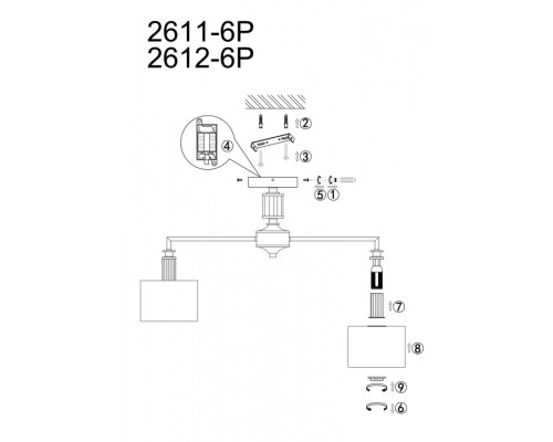 Потолочная люстра Laciness 2612-6P Favourite
