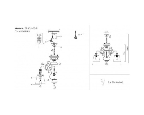 Потолочная люстра Driana FR2405-PL-03-BZ Freya