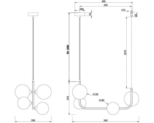 Подвесная люстра Perlina FR4005PL-04B Freya