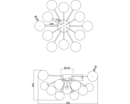 Потолочная люстра Alexis FR5120CL-12G Freya