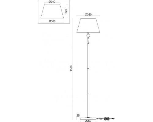 Торшер Rosemary FR5190FL-01BS Freya