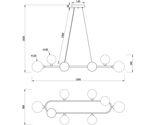 Подвесной светильник Globos FR5222PL-08B Freya