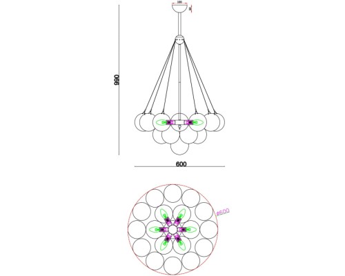 Потолочная люстра Fiesta FR5231PL-06BS Freya