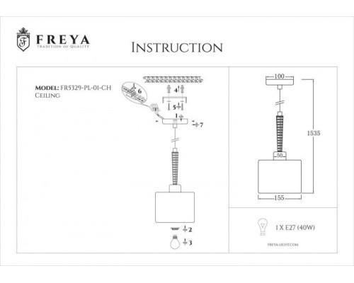 Подвесной светильник Helen FR5329-PL-01-CH Freya