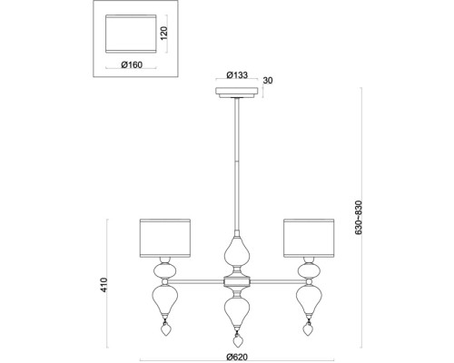 Потолочная люстра Raise FR5369CL-03BS Freya
