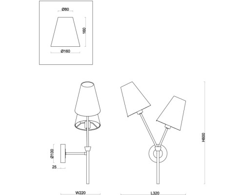 Бра Hats FR5370WL-02B Freya