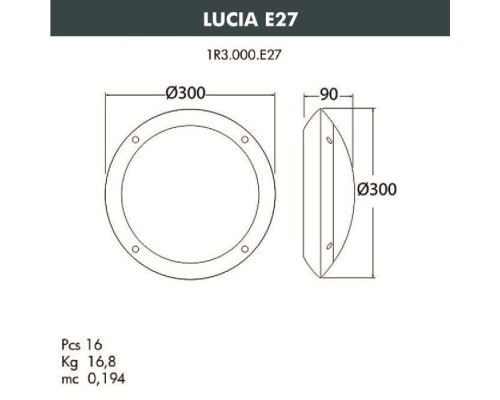 Настенный светильник уличный Lucia 1R3.000.000.AYE27BU1 Fumagalli