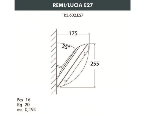 Настенный светильник уличный Lucia 1R3.602.000.LYE27 Fumagalli
