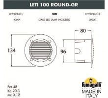 Встраиваемый светильник уличный Leti 2C2.000.000.WYG1L Fumagalli