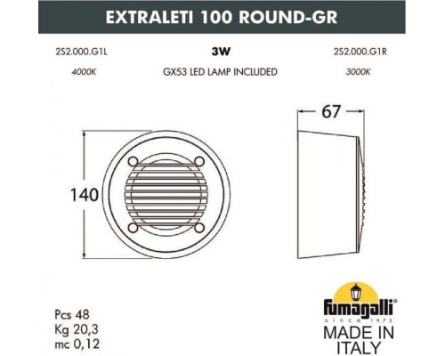 Встраиваемый светильник уличный Leti 2S2.000.000.LYG1L Fumagalli