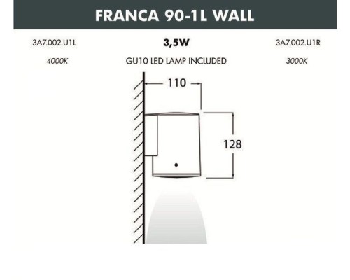 Настенный светильник уличный Franca 90 3A7.002.000.WXU1L Fumagalli