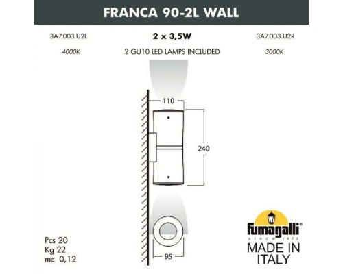 Светильник Franca 90 3A7.003.000.AXU2L Fumagalli