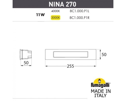 Встраиваемый светильник уличный Nina 8C1.000.000.LYP1L Fumagalli