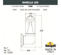 Настенный фонарь уличный Sauro D15.505.000.BXD1L.CRB Fumagalli