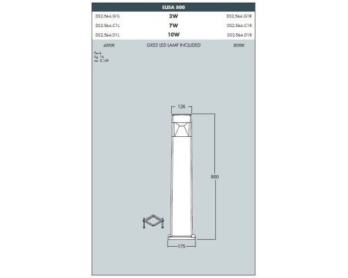 Наземный фонарь Elisa DS2.564.000.WXD1L Fumagalli