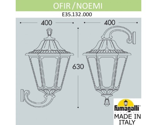 Настенный фонарь уличный Noemi E35.132.000.BYH27 Fumagalli