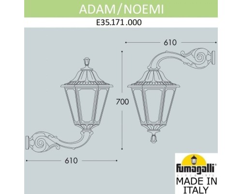 Настенный фонарь уличный Noemi E35.171.000.AYH27 Fumagalli