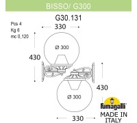 Настенный фонарь уличный GLOBE 300 G30.131.000.BXF1R Fumagalli