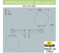 Настенный фонарь уличный Globe 400 Modern G41.254.000.LYE27 Fumagalli