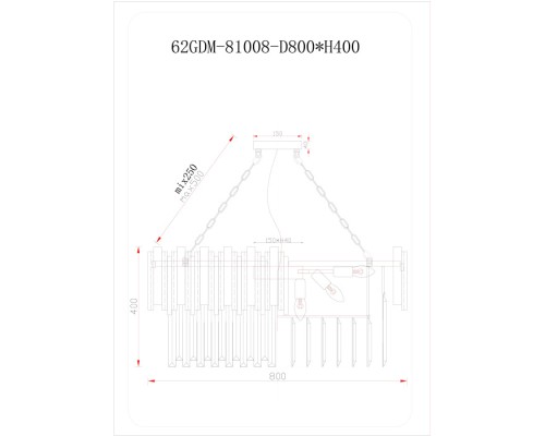 Подвесная люстра  62GDM-81008-800 Garda Decor