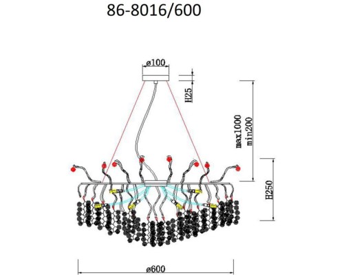 Подвесная люстра  86-8016/600 Garda Decor