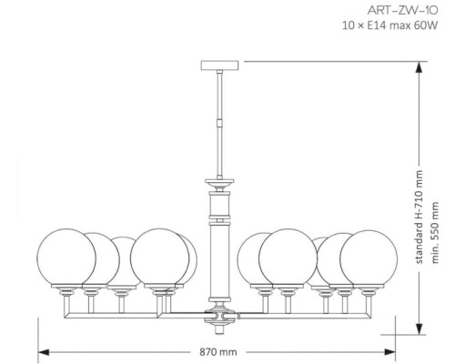 Потолочная люстра ARTU ART-ZW-10(Р)G Kutek