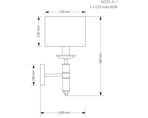Бра MODESTO MOD-K-1(CZ) Kutek