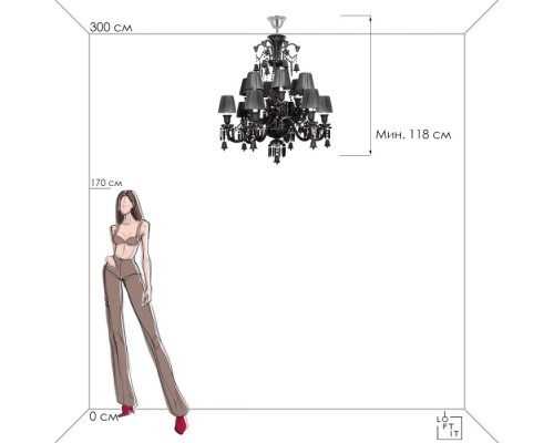Подвесная люстра Zenith 10210/12 Black Loft It