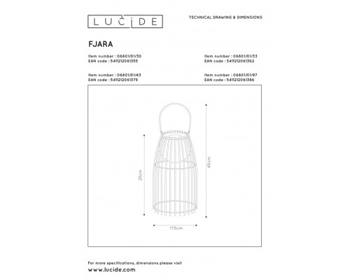 Уличная настольная лампа Fjara 06801/01/30 Lucide