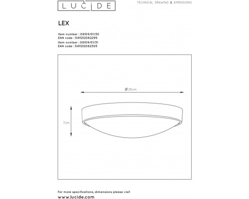 Настенно-потолочный светильник Lex 08109/01/31 Lucide